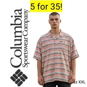 Columbia Gray & Red Striped Short Sleeve Button Down Collar Shirt Sale 5 for 35